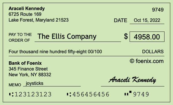 How to write a check for $4,958