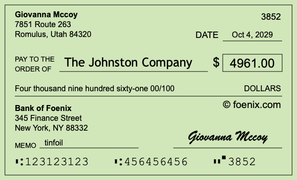 How to write a check for $4,961