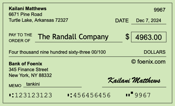 How to write a check for $4,963
