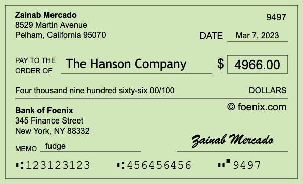 How to write a check for $4,966