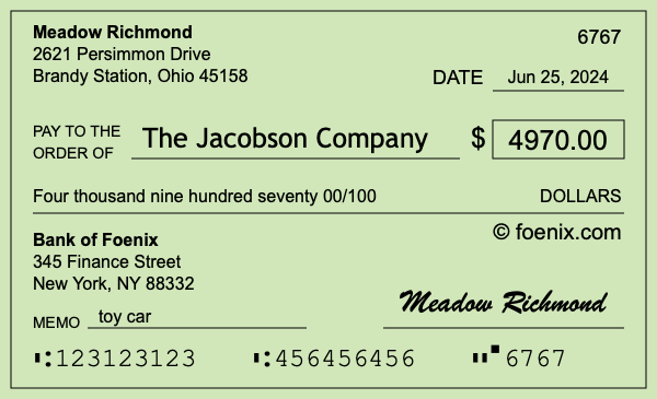 How to write a check for $4,970