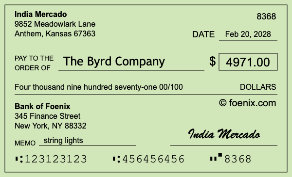 How to write a check for $4,971