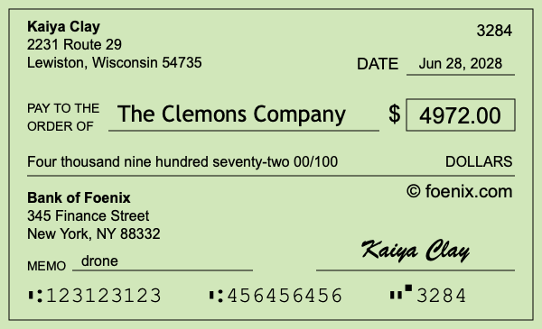 How to write a check for $4,972