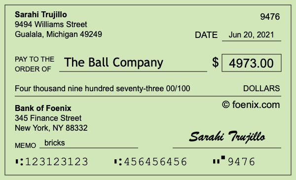 How to write a check for $4,973