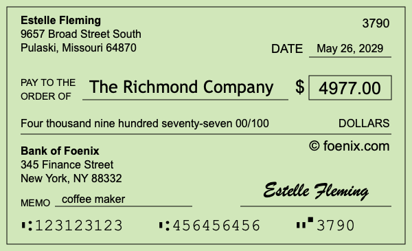 How to write a check for $4,977