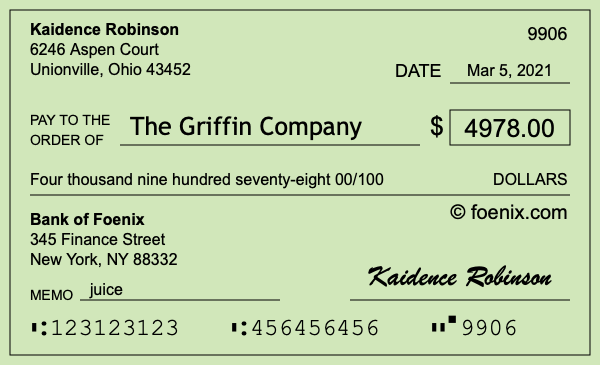 How to write a check for $4,978