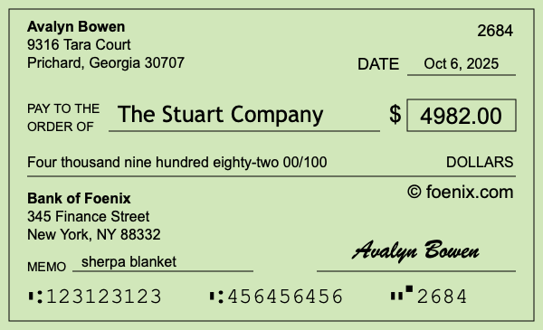 How to write a check for $4,982