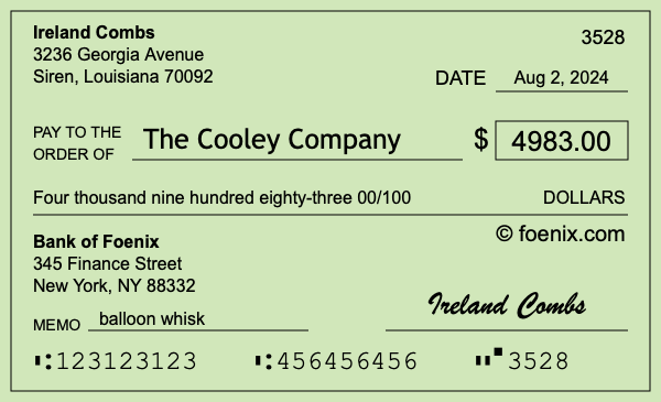 How to write a check for $4,983