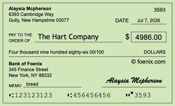 How to write a check for $4,986