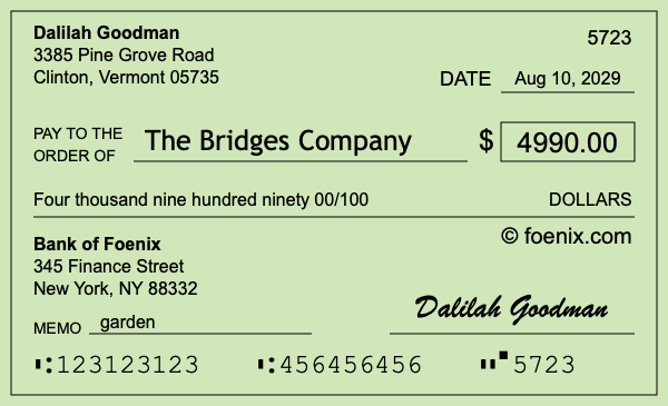 How to write a check for $4,990