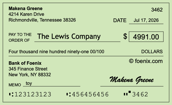 How to write a check for $4,991