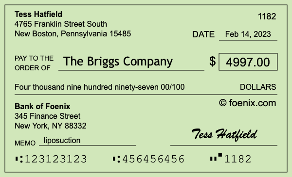 How to write a check for $4,997