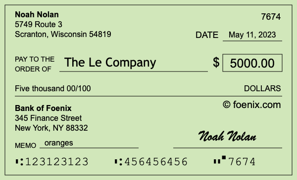 How To Write A Check For 5 000