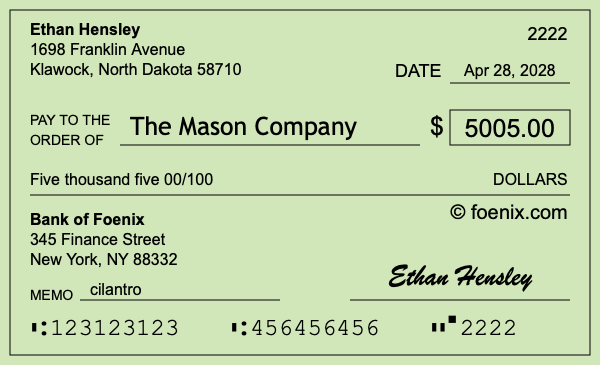 How to write a check for $5,005