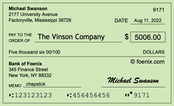 How to write a check for $5,006
