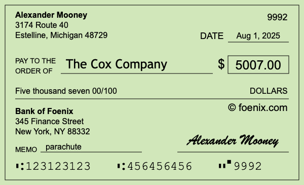 How to write a check for $5,007