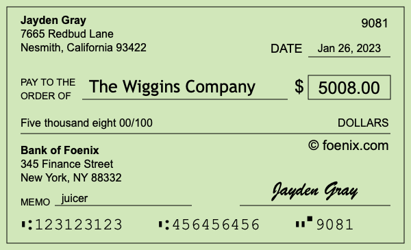 How to write a check for $5,008