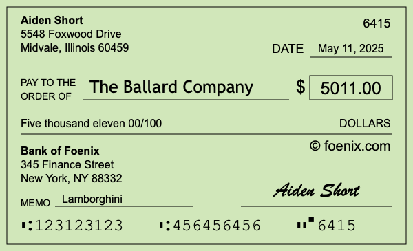 How to write a check for $5,011