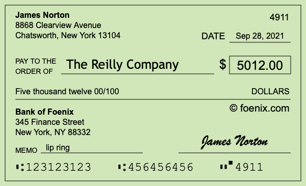 How to write a check for $5,012
