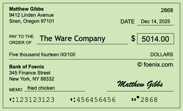 How to write a check for $5,014