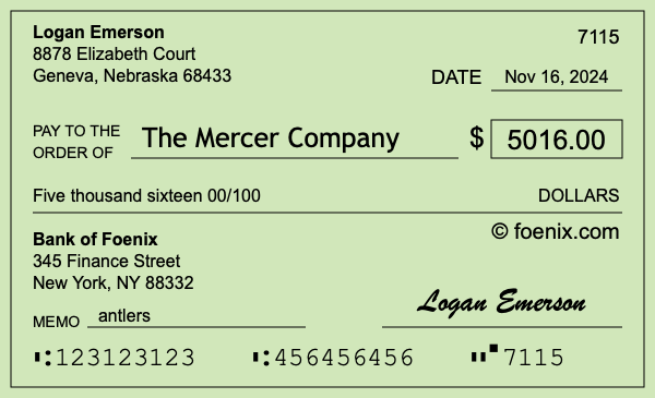 How to write a check for $5,016