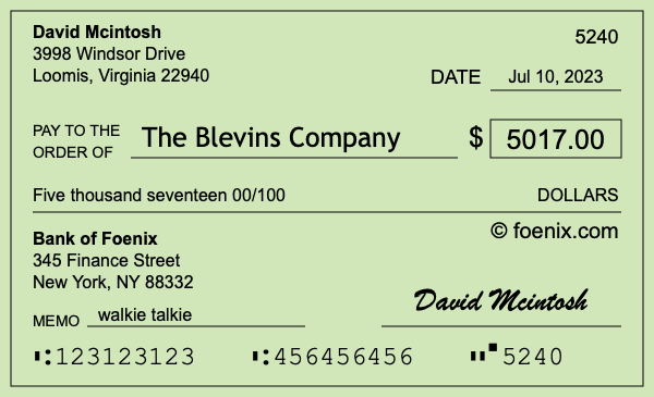 How to write a check for $5,017