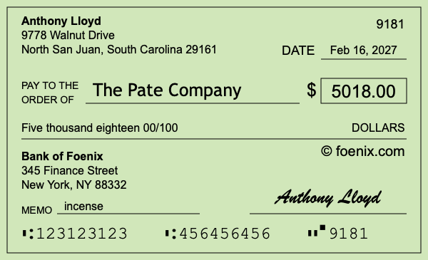 How to write a check for $5,018