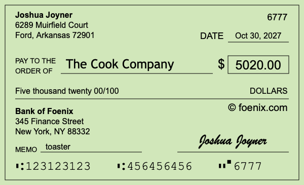 How to write a check for $5,020