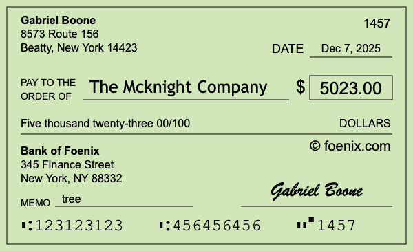 How to write a check for $5,023
