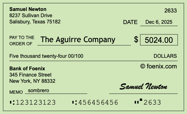 How to write a check for $5,024