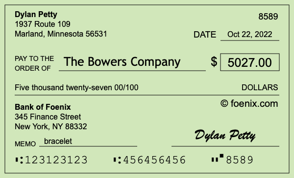 How to write a check for $5,027