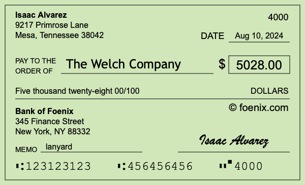 How to write a check for $5,028