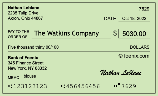 How to write a check for $5,030