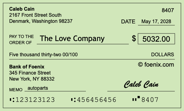 How to write a check for $5,032