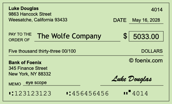 How to write a check for $5,033