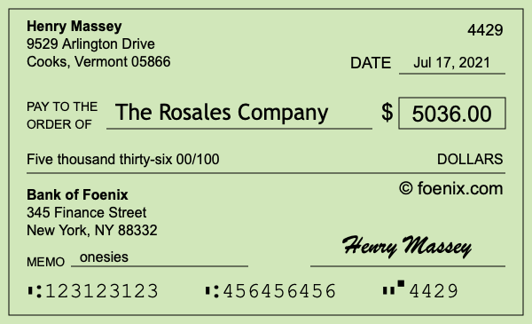 How to write a check for $5,036
