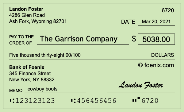 How to write a check for $5,038