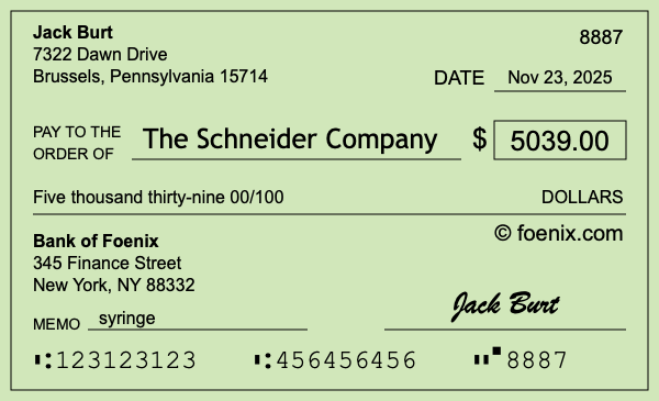 How to write a check for $5,039