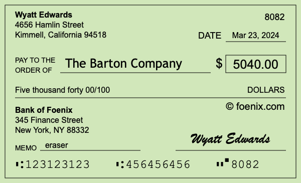 How to write a check for $5,040
