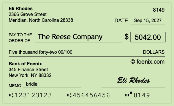 How to write a check for $5,042