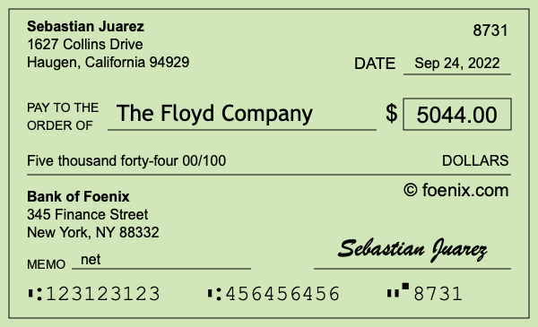 How to write a check for $5,044