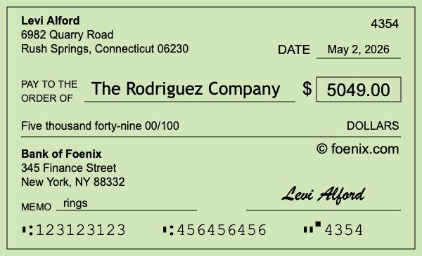 How to write a check for $5,049