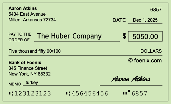 How to write a check for $5,050