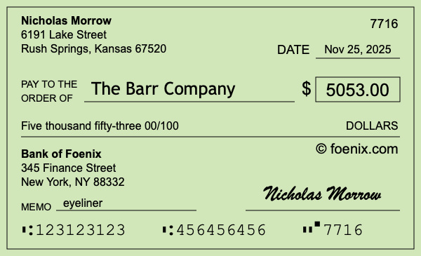 How to write a check for $5,053