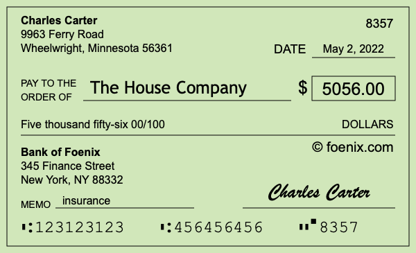 How to write a check for $5,056