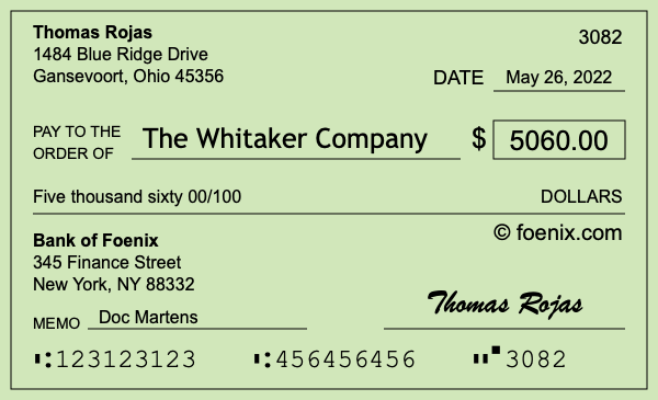 How to write a check for $5,060