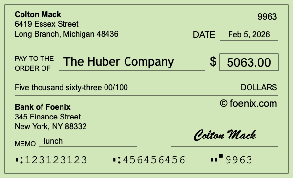 How to write a check for $5,063