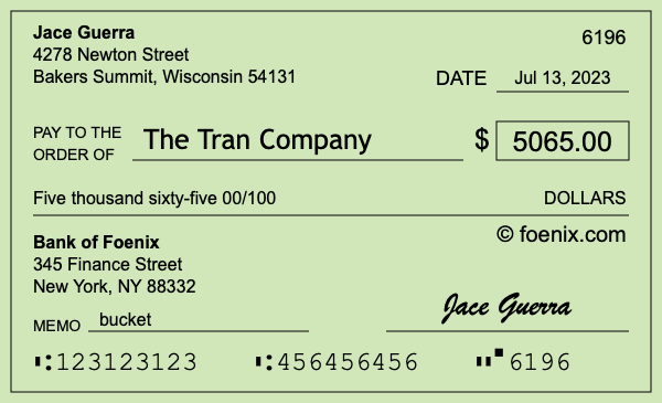 How to write a check for $5,065