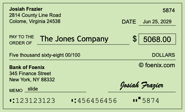How to write a check for $5,068