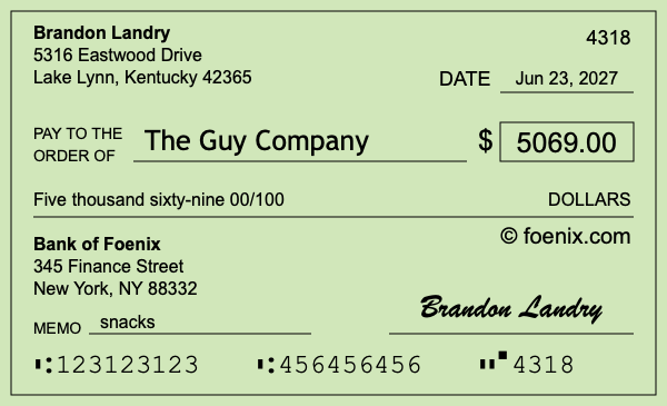 How to write a check for $5,069